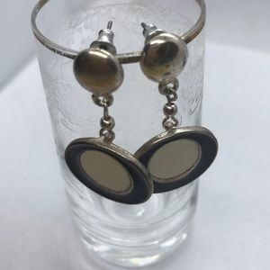 VTG Silver/Black/White Enamel dangling earrings